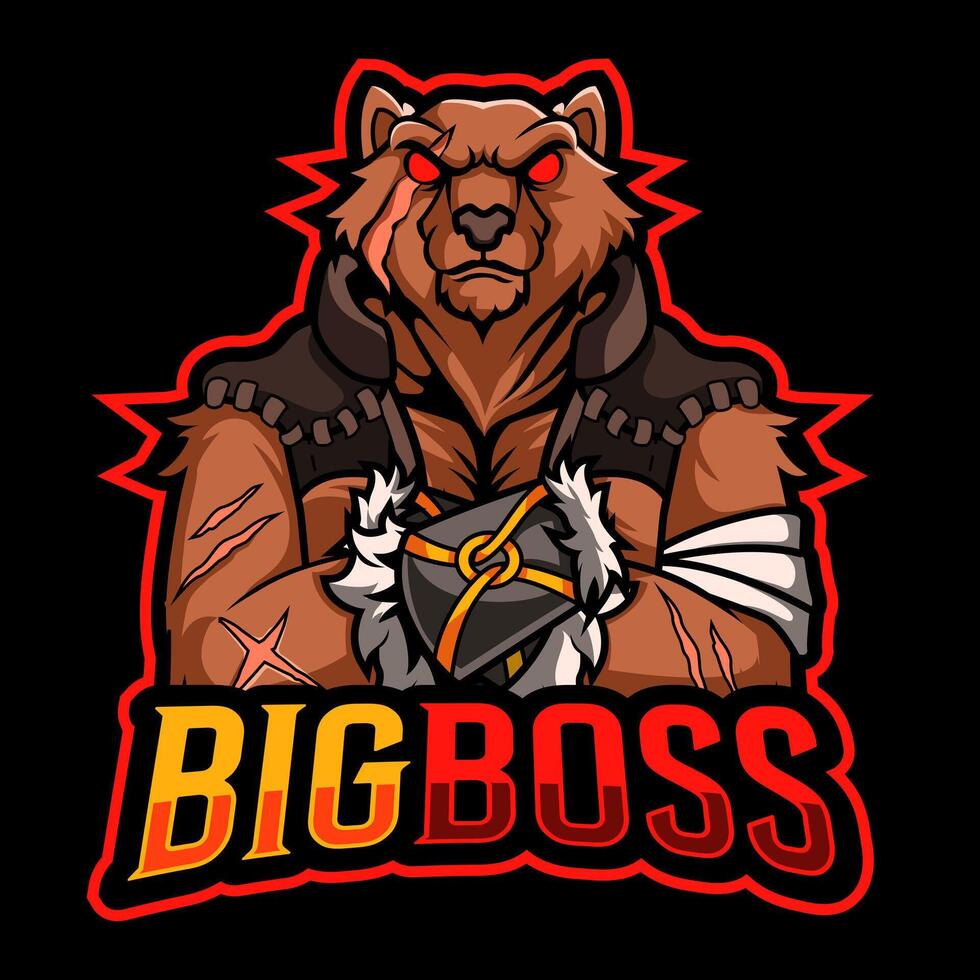 grizzlies mascot gaming logo and background illustration vector
