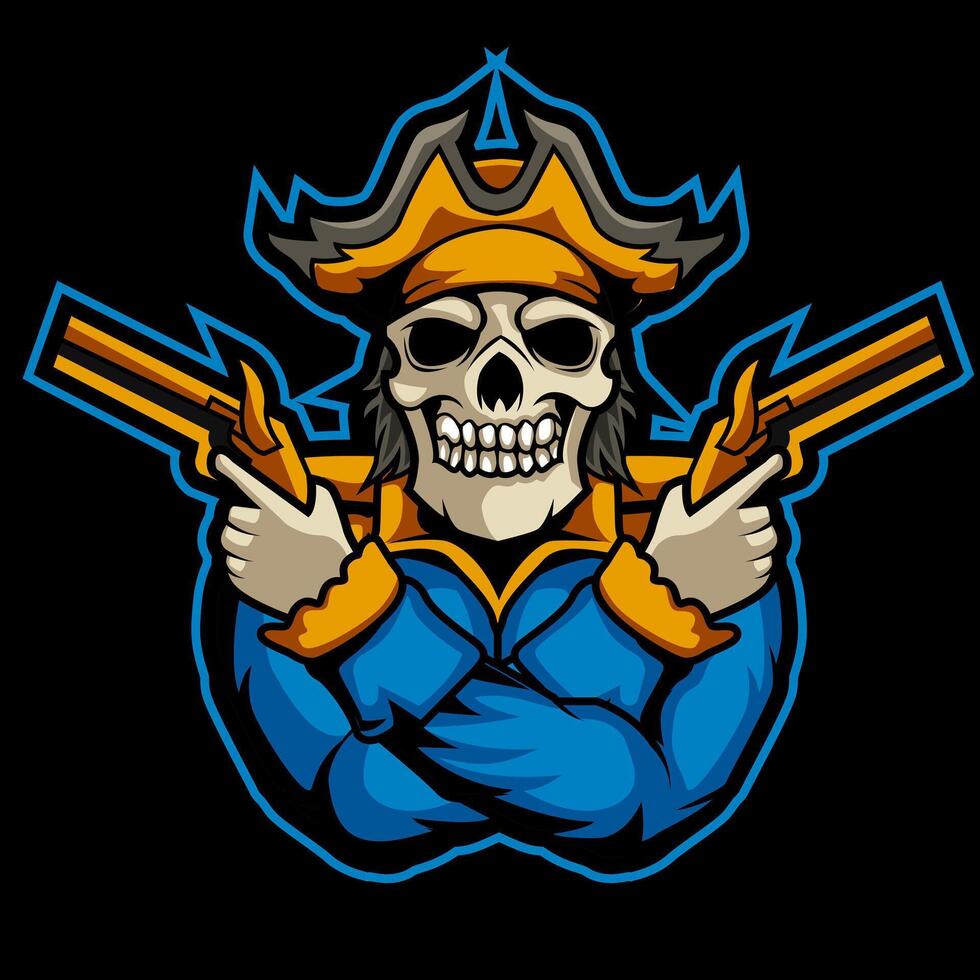 Illustration of Pirates mascot gaming logo design vector