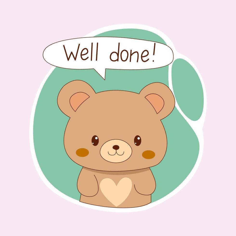 Cartoon good work sticker, well done vector