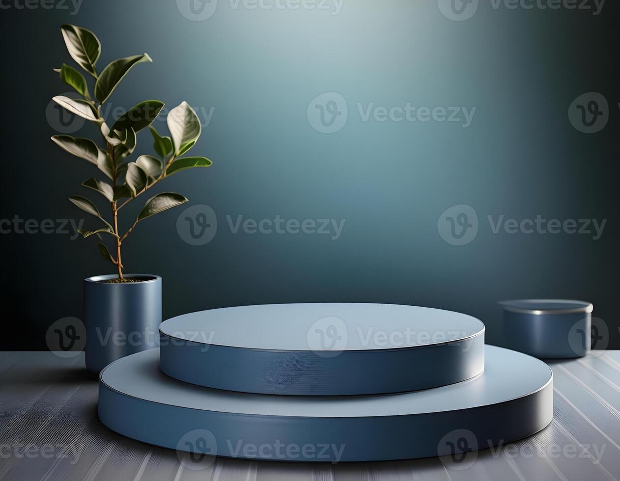 3d background product display podium scene. Blue 3d podium. 3d rendering, Perfect platform for showing your products. photo