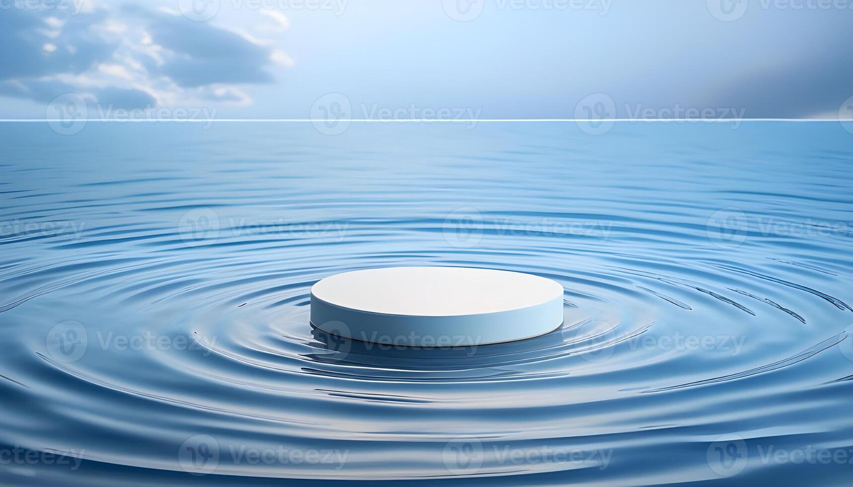 3d podium, 3d background product display podium scene.the calming effect of water ripples on the light blue surface photo