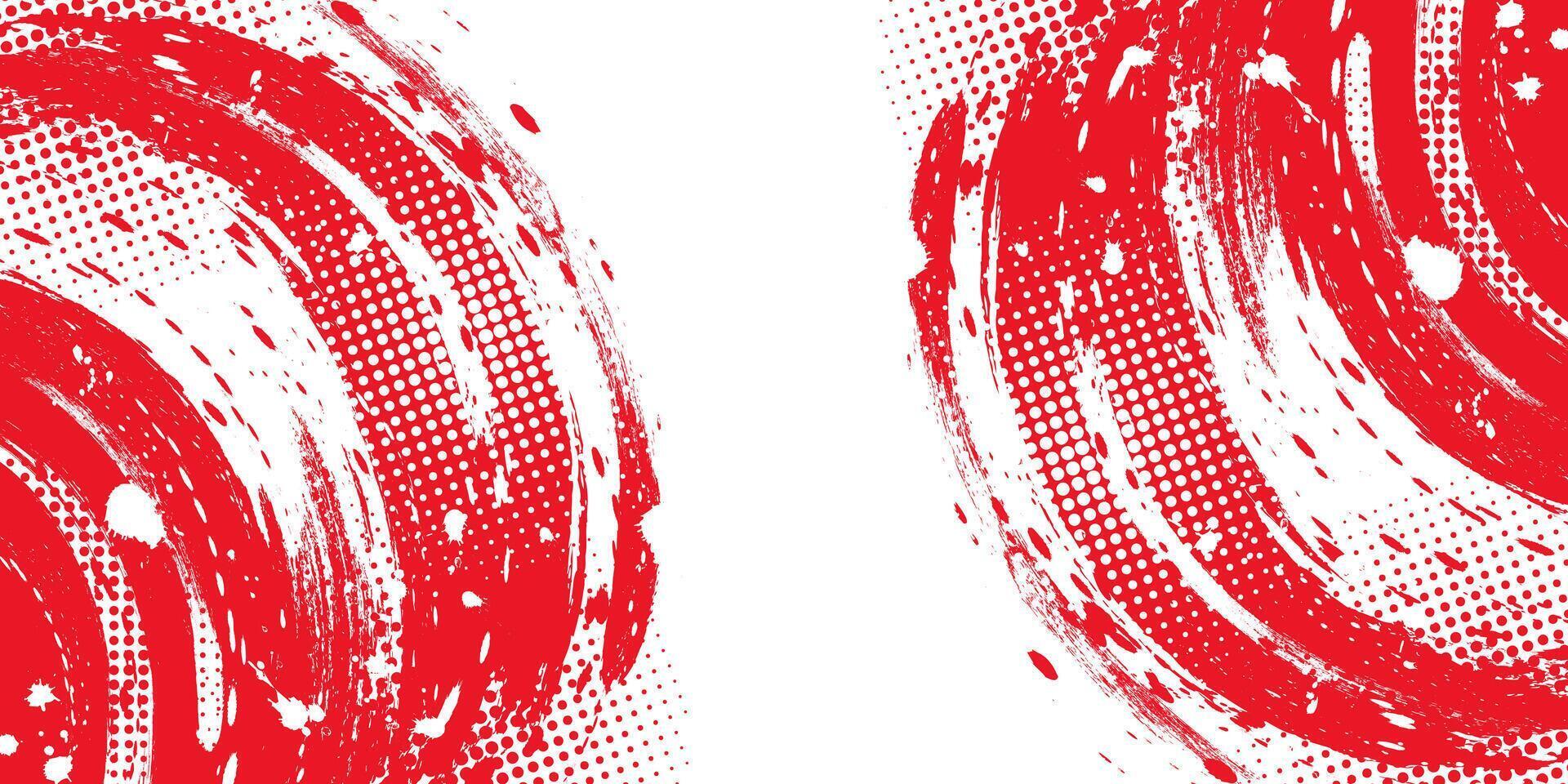 White and Red Grunge Brush Background with Halftone Effect. Retro Grunge Background vector