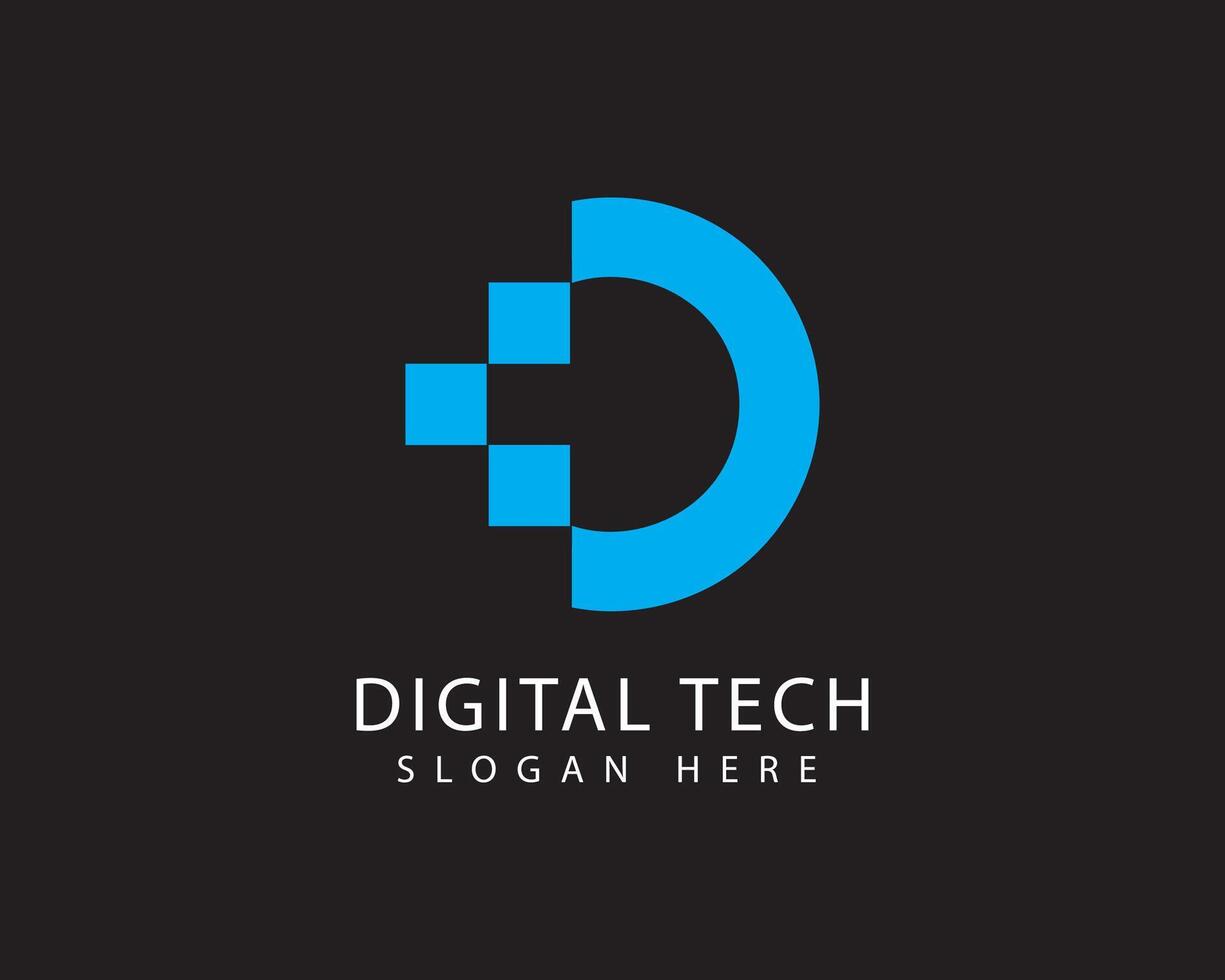 D Letter Logo, D Tech Logo, Digital Tech Logo vector