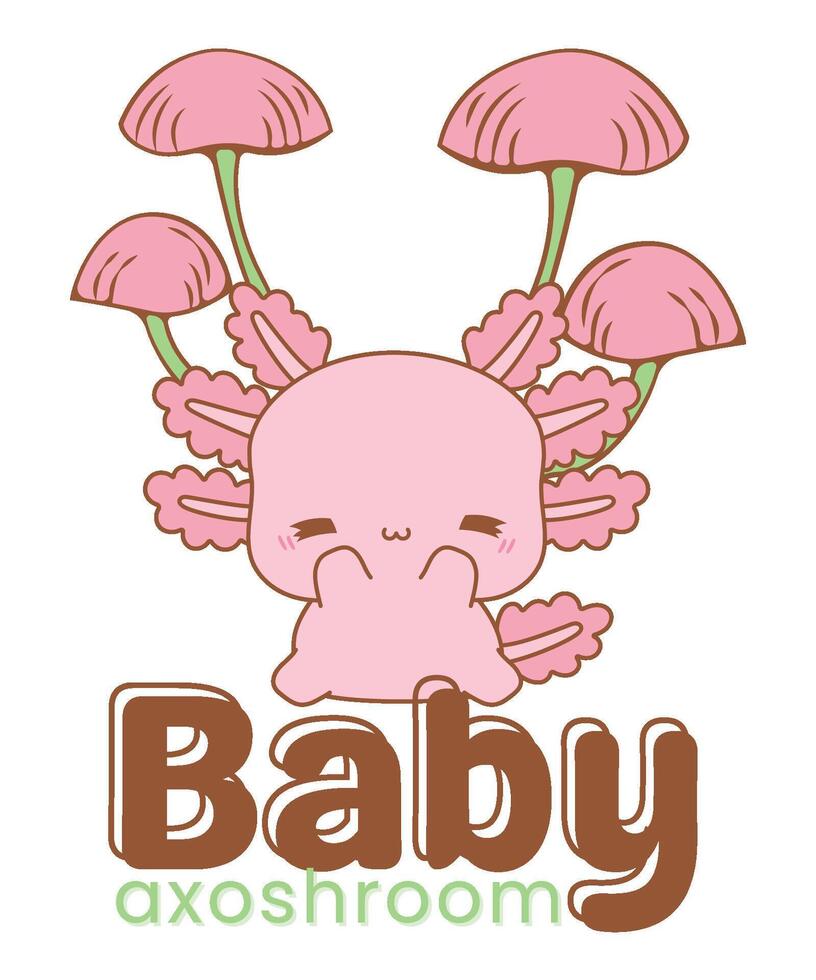 Baby Axoshroom T-Shirt Design vector