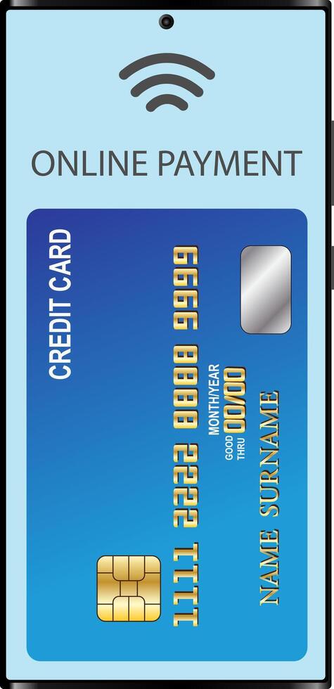 Digital payment on smartphone with credit card illustration vector