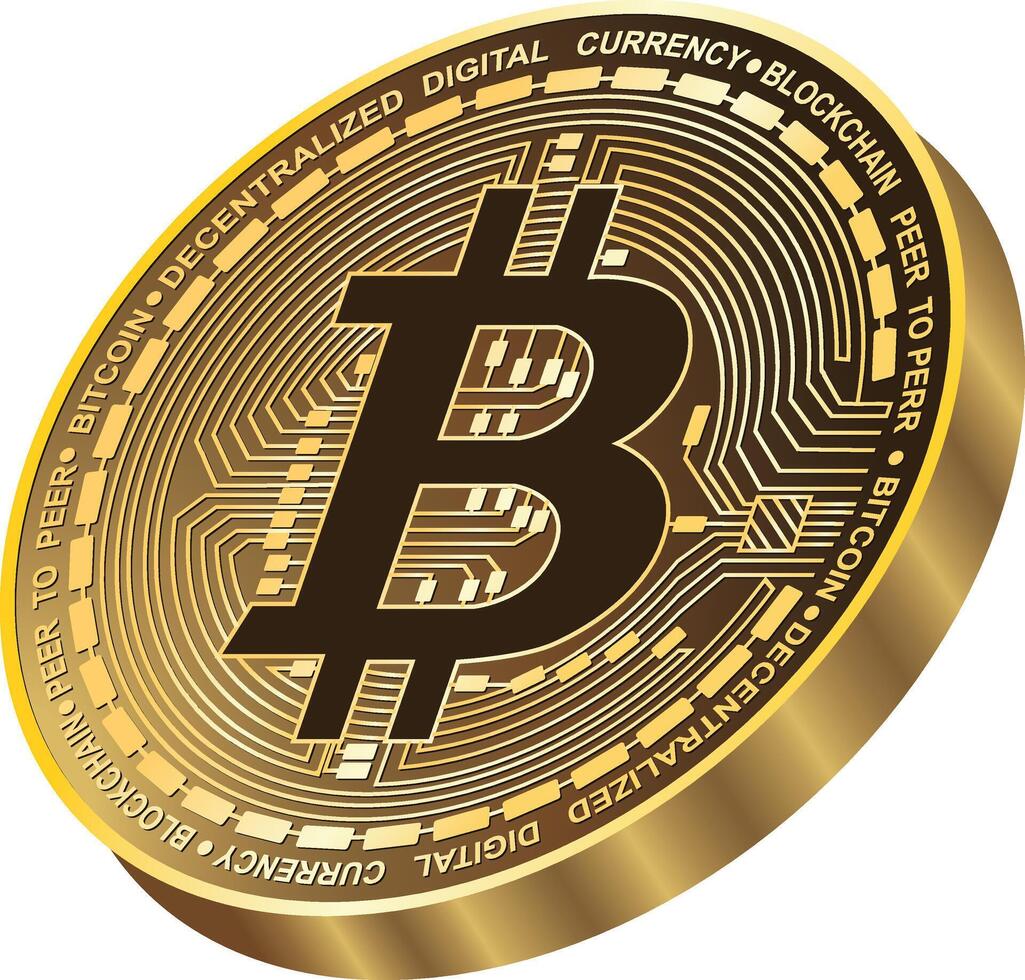 Golden Bitcoin illustration 3D isolated view vector