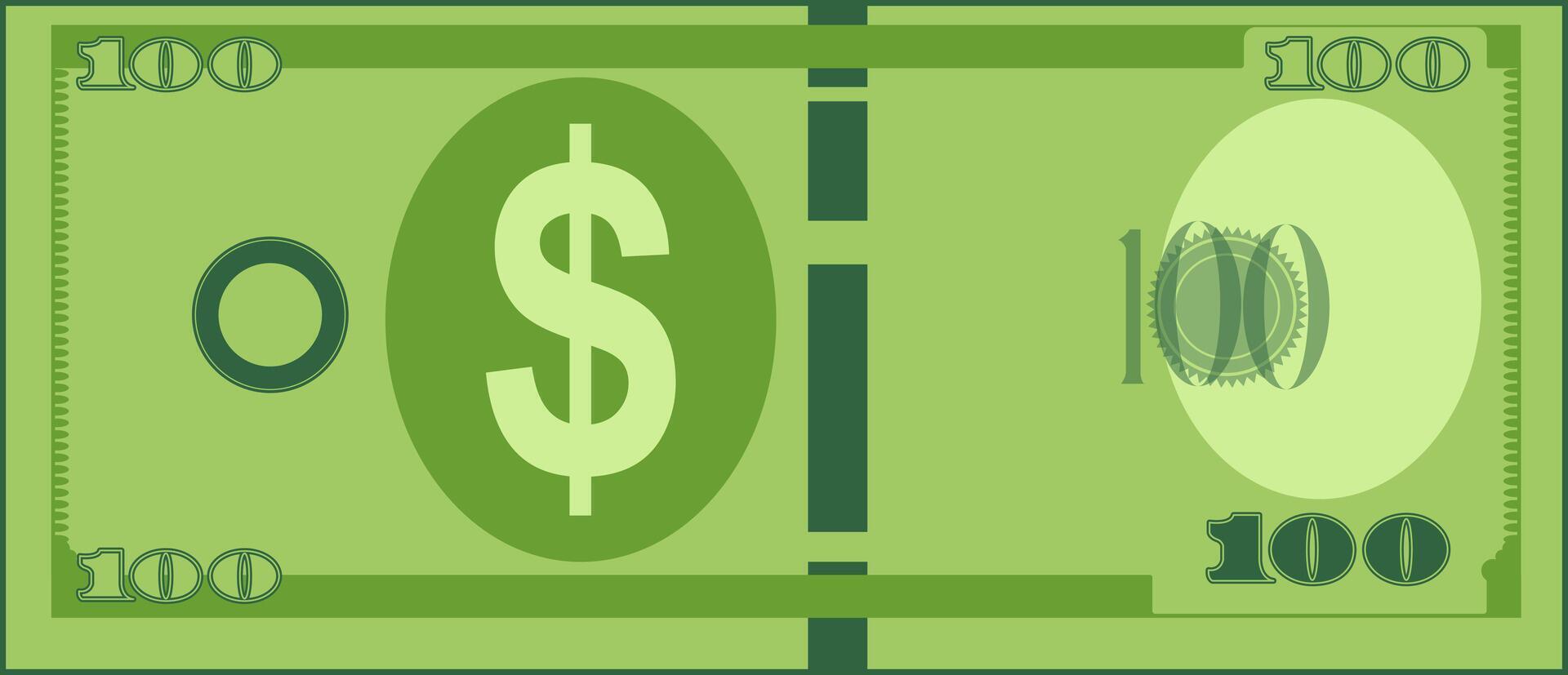 Bank note one hundred 3D front view illustration vector