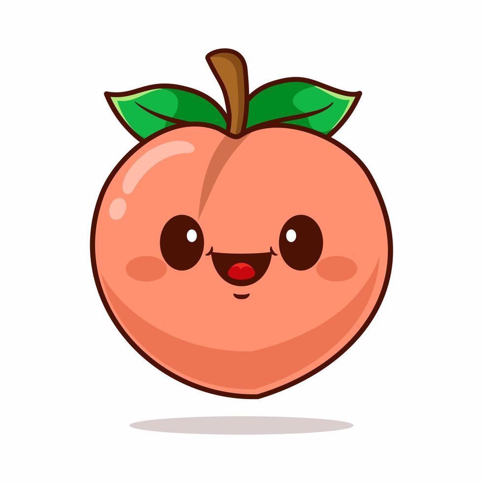 cute peach cartoon character kawaii illustration vector