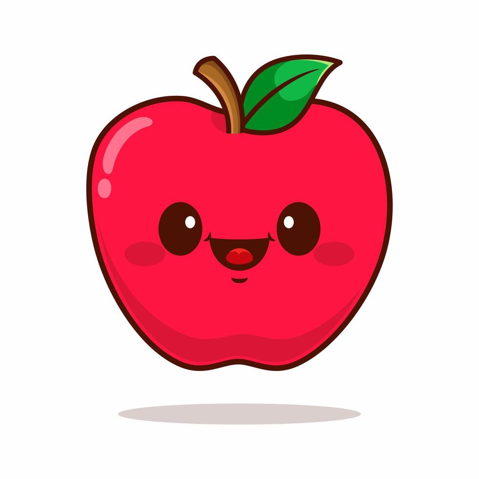 cute apple cartoon character kawaii illustration vector