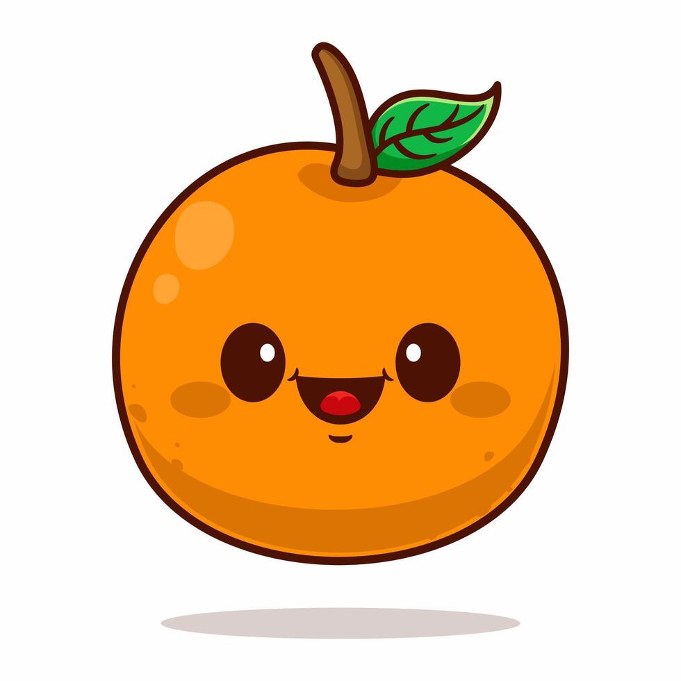 cute orange fruit cartoon character kawaii illustration vector