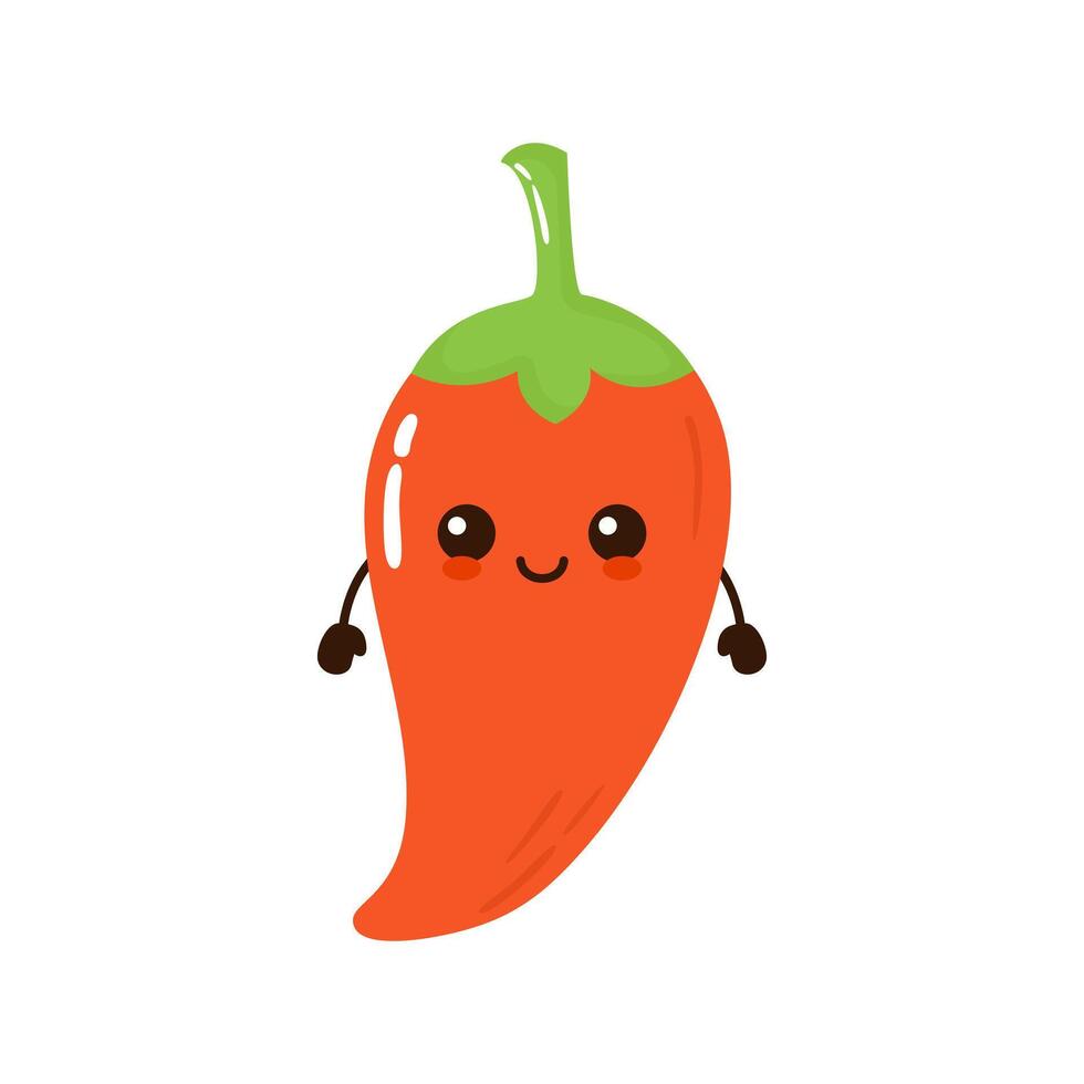 Cute funny chili character. cartoon kawaii character illustration vector