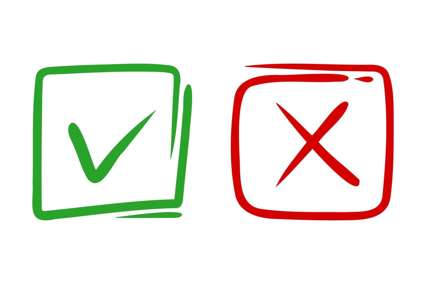Tick and cross signs. Checkmark OK and X icons. vector