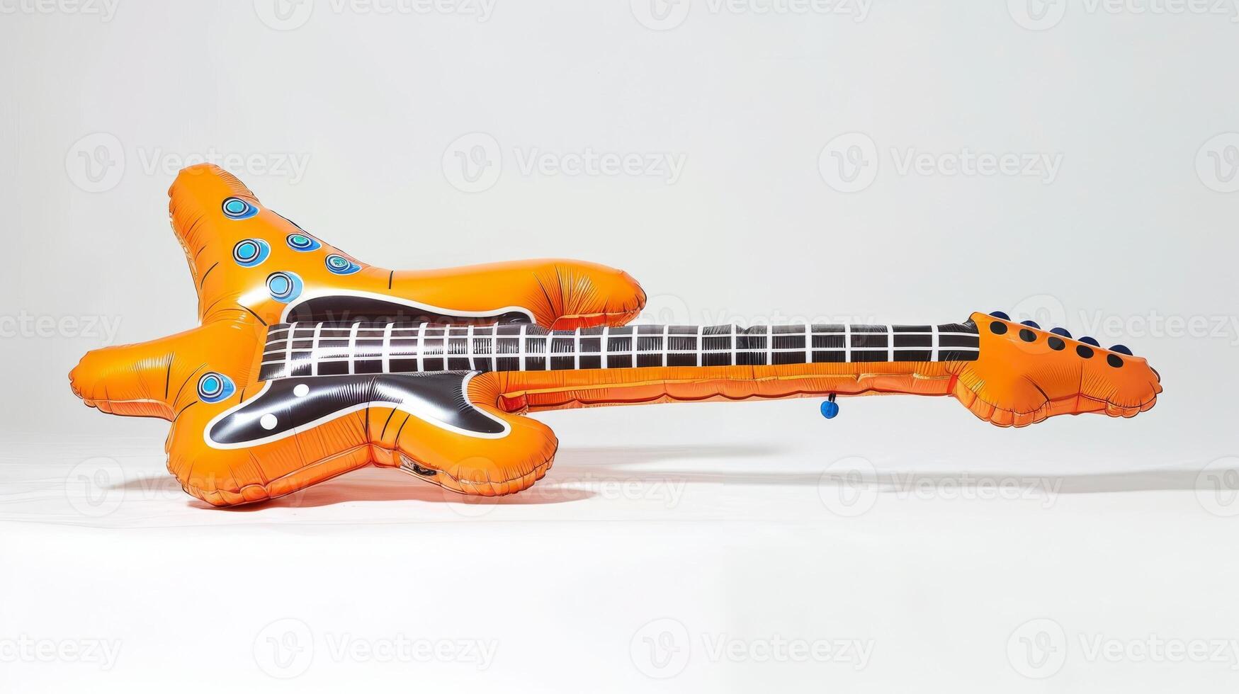 Orange Inflatable Guitar on White Background photo