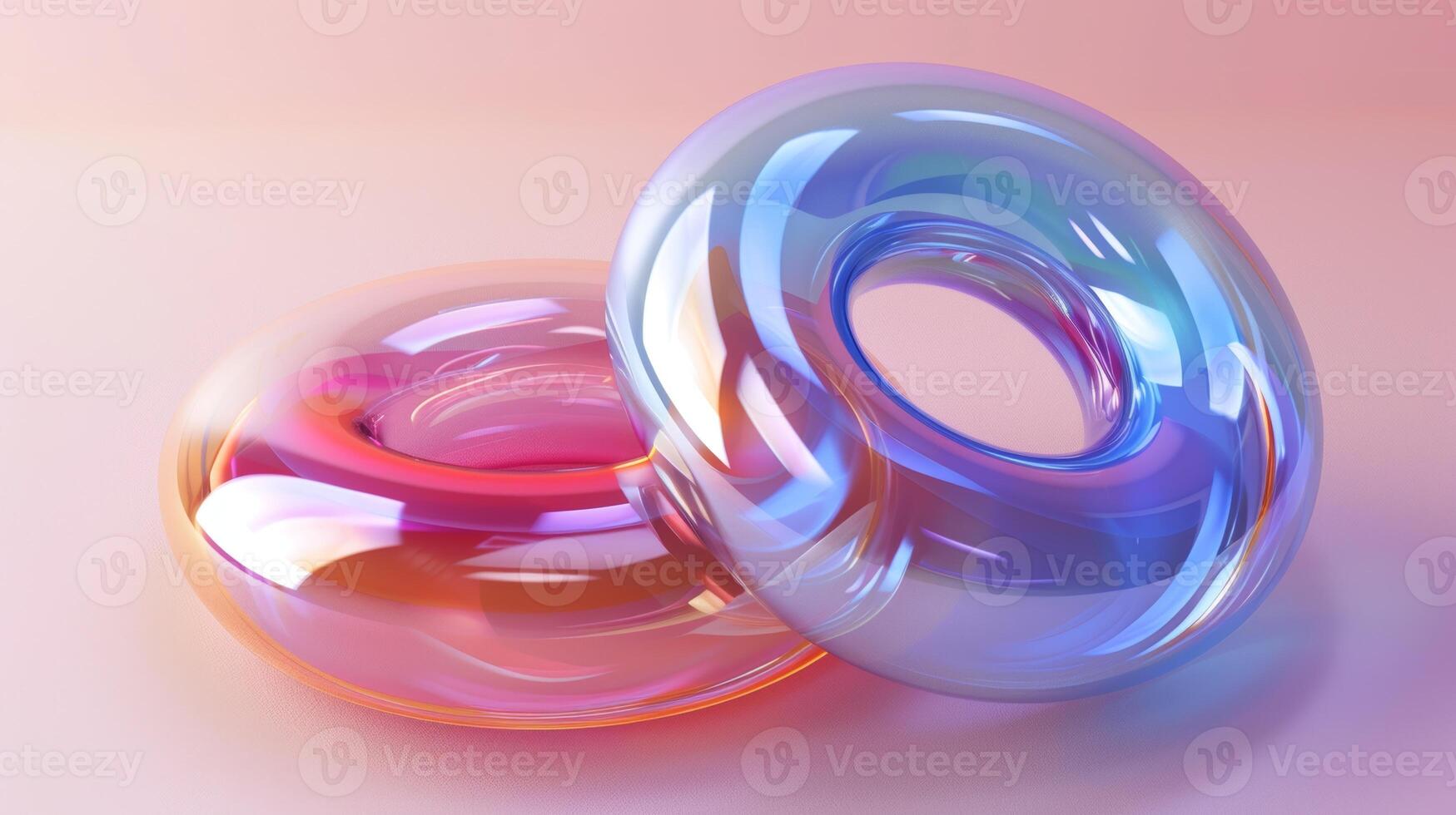 Vibrant Abstract 3D Glass Rings on Gradient Background photo