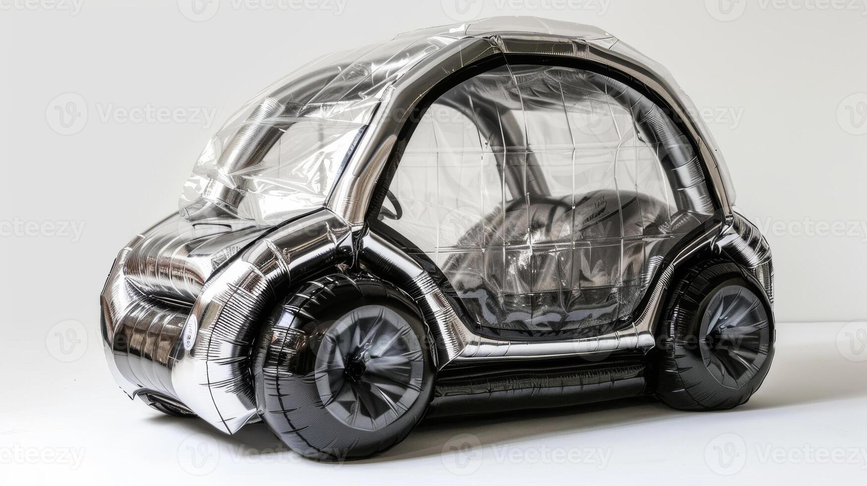 Futuristic Inflatable Car Concept Against Minimalist Background photo
