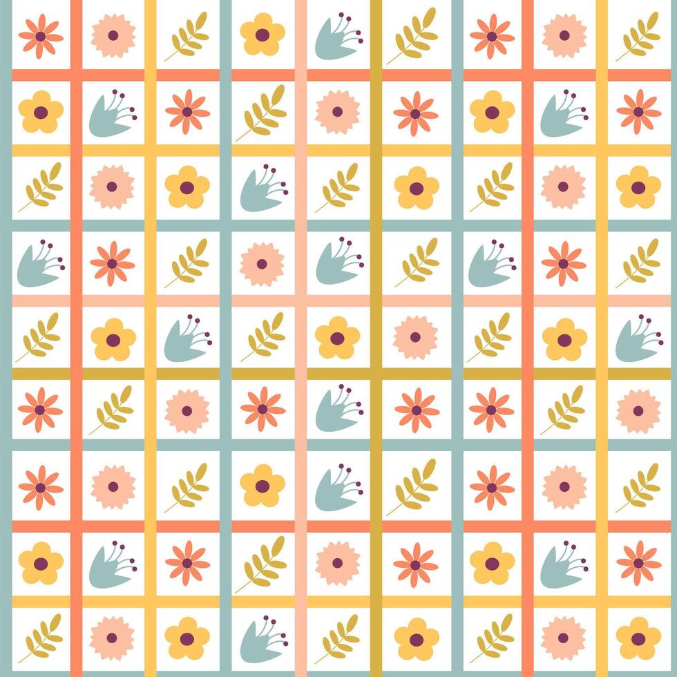 Seamless pattern of a square cage of bright colors in a cartoon style. illustration. vector