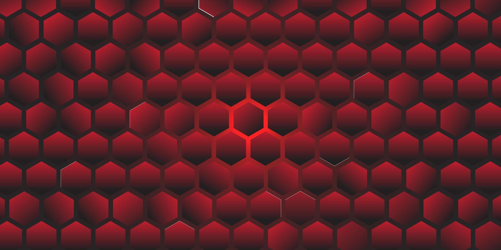 Abstract red gradient background. Hexagonal structure shape. Hexagonal banner design. Dark red design. Eps10 vector