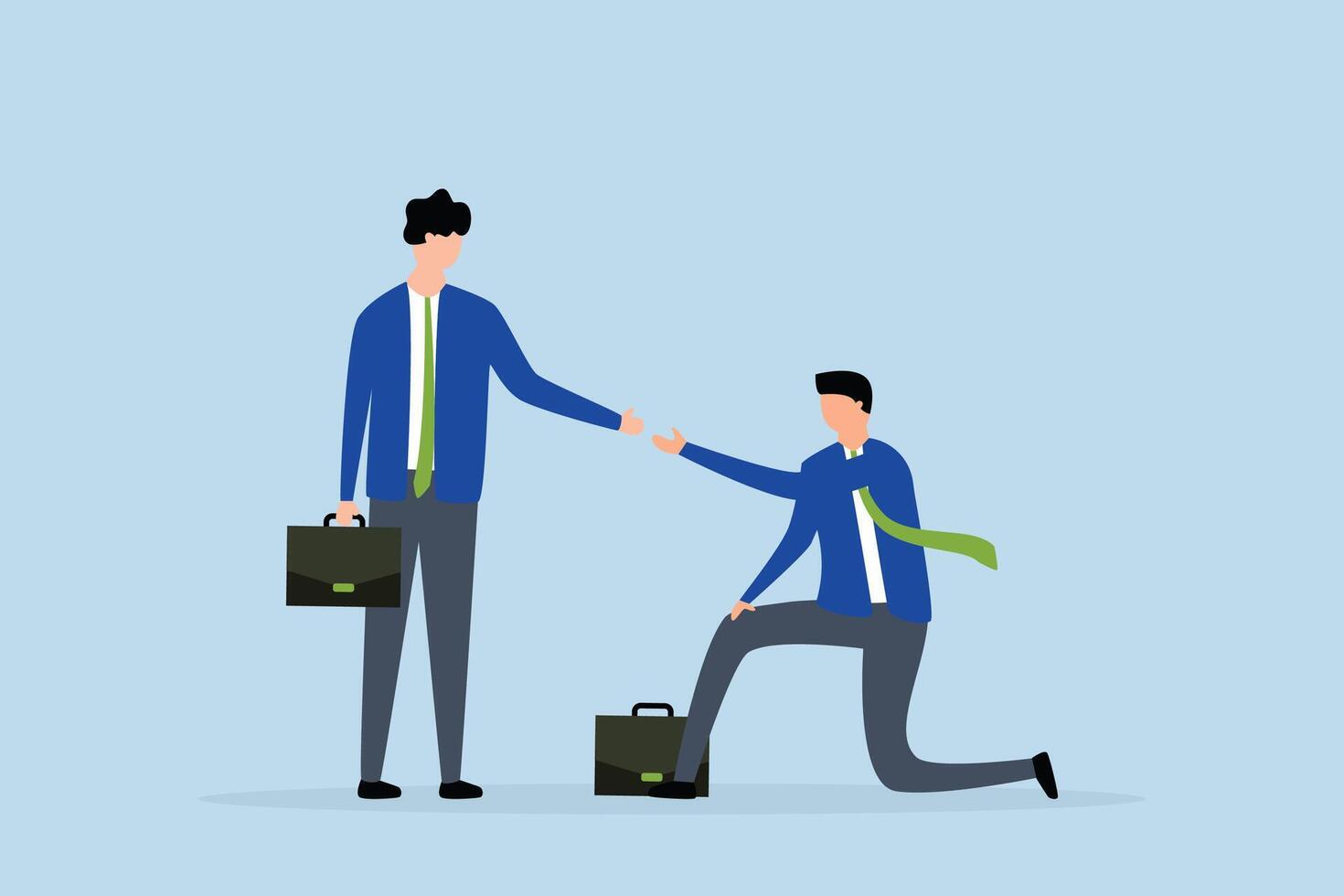 kindness businessman offer helping hand to pull fail partner. vector