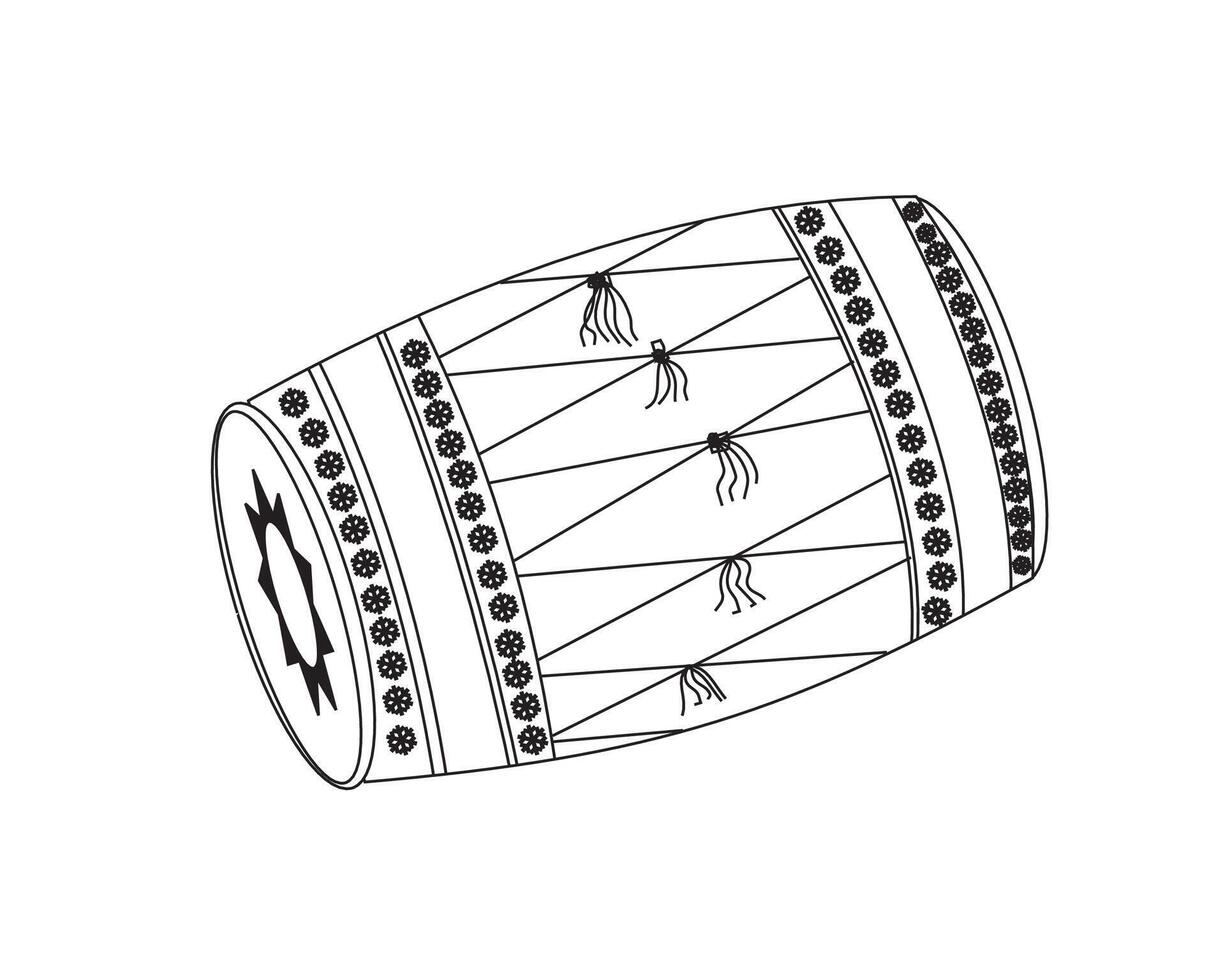 Black Stroke Dholak Musical Drum vector