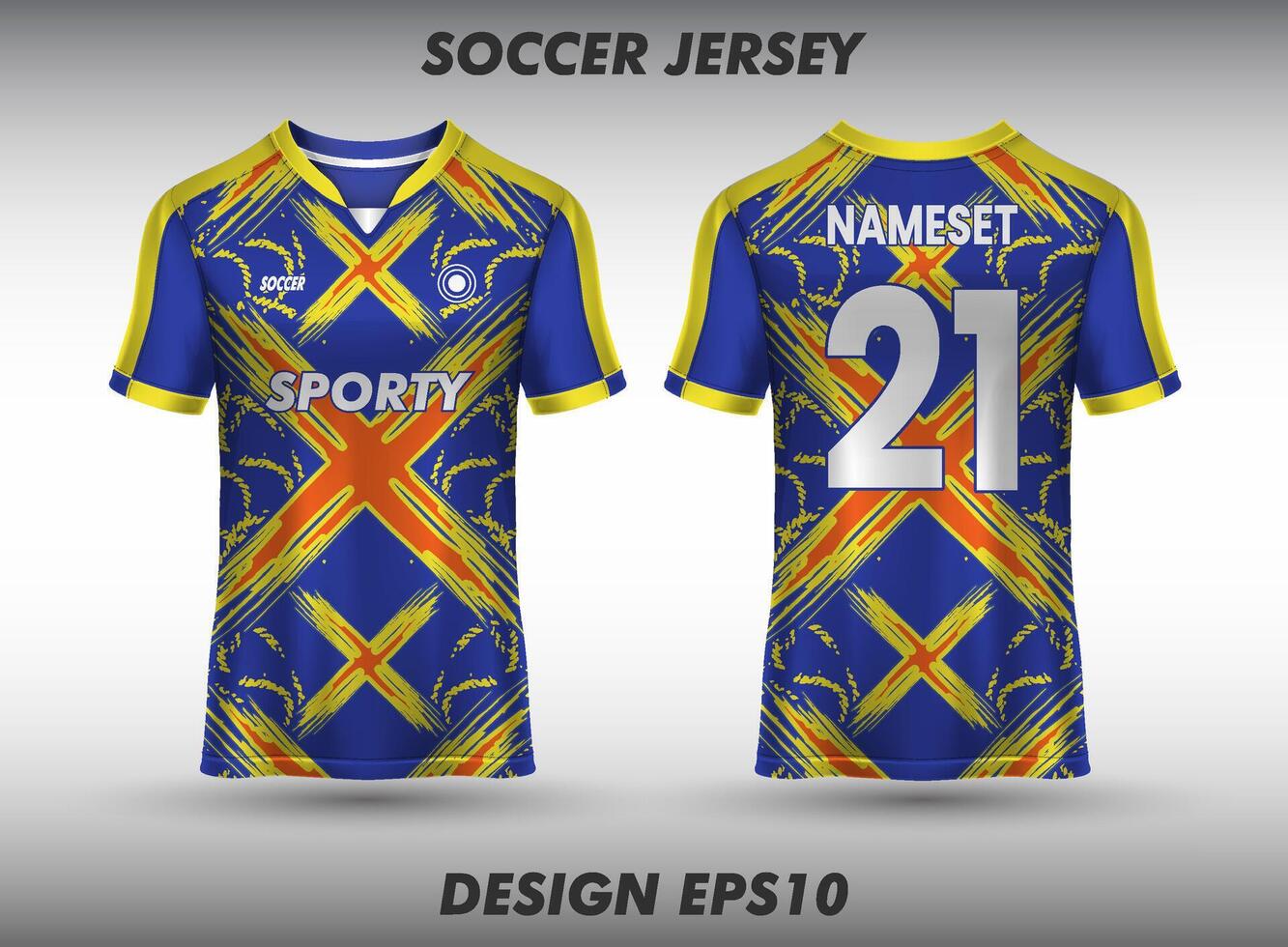 Football jersey design for sublimation jersey template front and back view of sports jersey vector