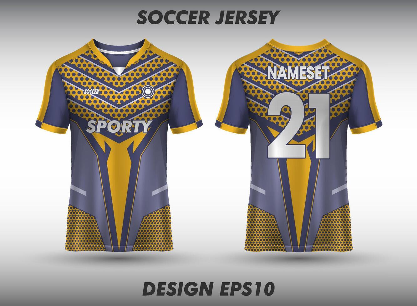 Football jersey design for sublimation jersey template front and back view of sports jersey vector