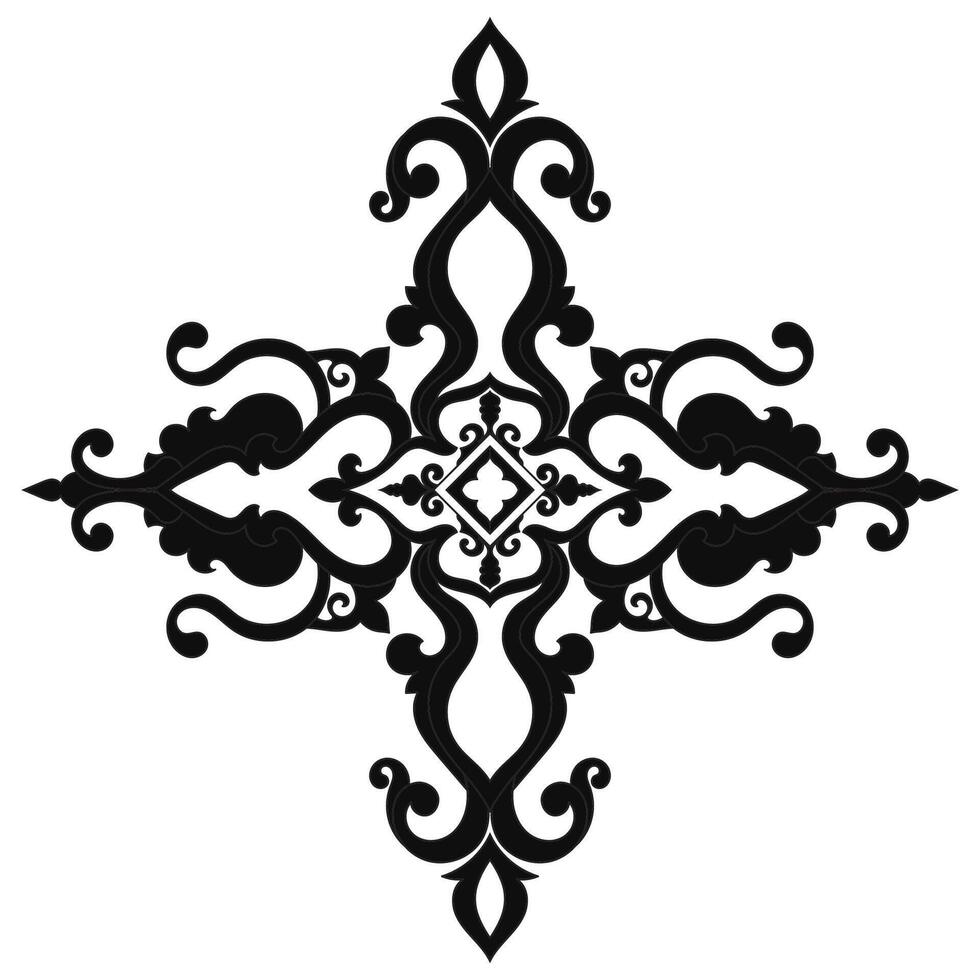 black mandala lines For easy coloring Black lines on white background, abstract elements vector