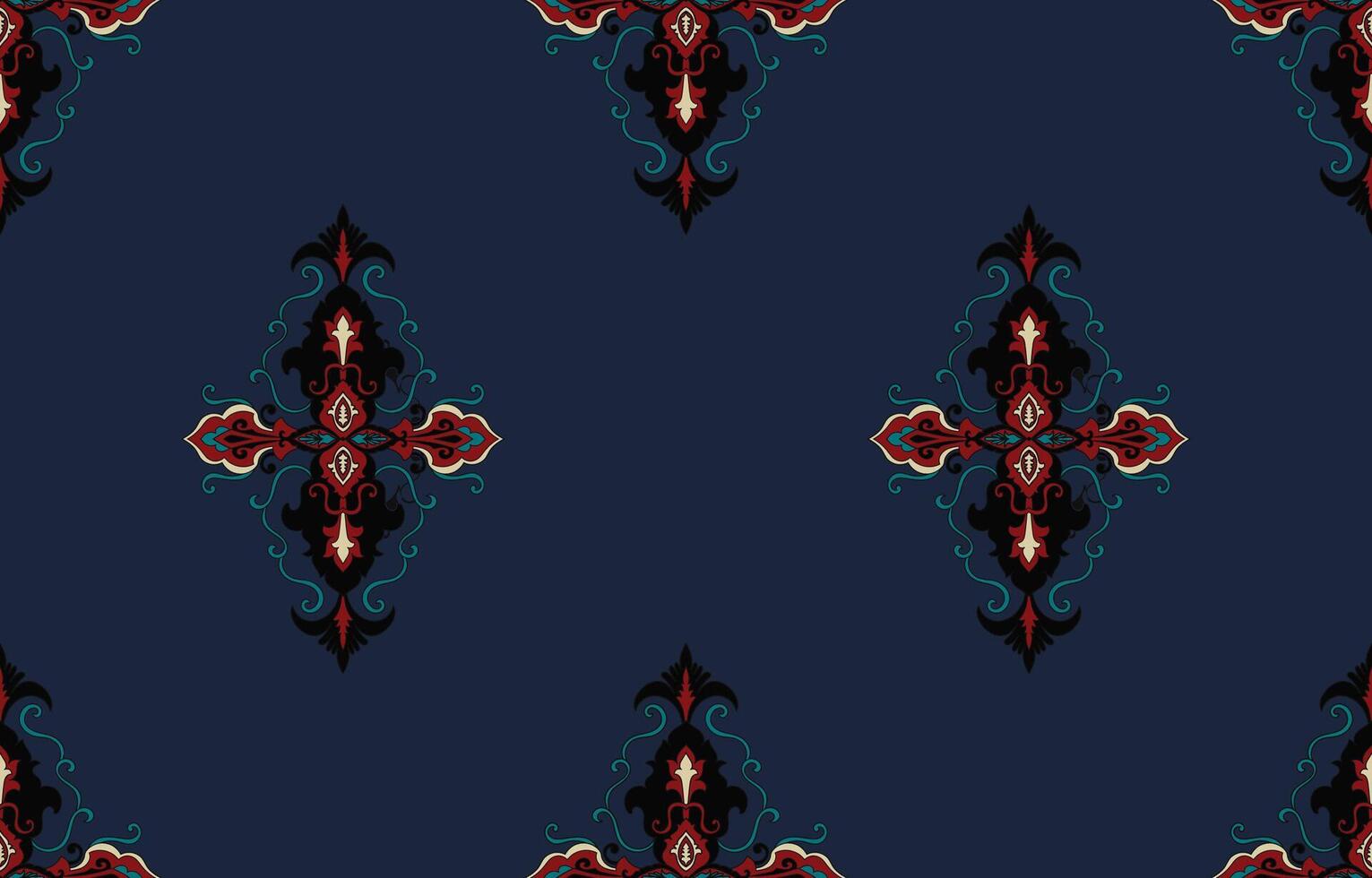 Seamless paisley pattern original ethnic style navy blue background Abstract Aztec design for texture, fabric, clothing, wrapping, decoration. vector