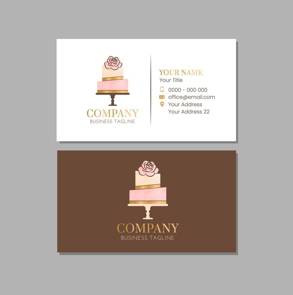 Chocolate Cake Business Card Design with Dessert vector