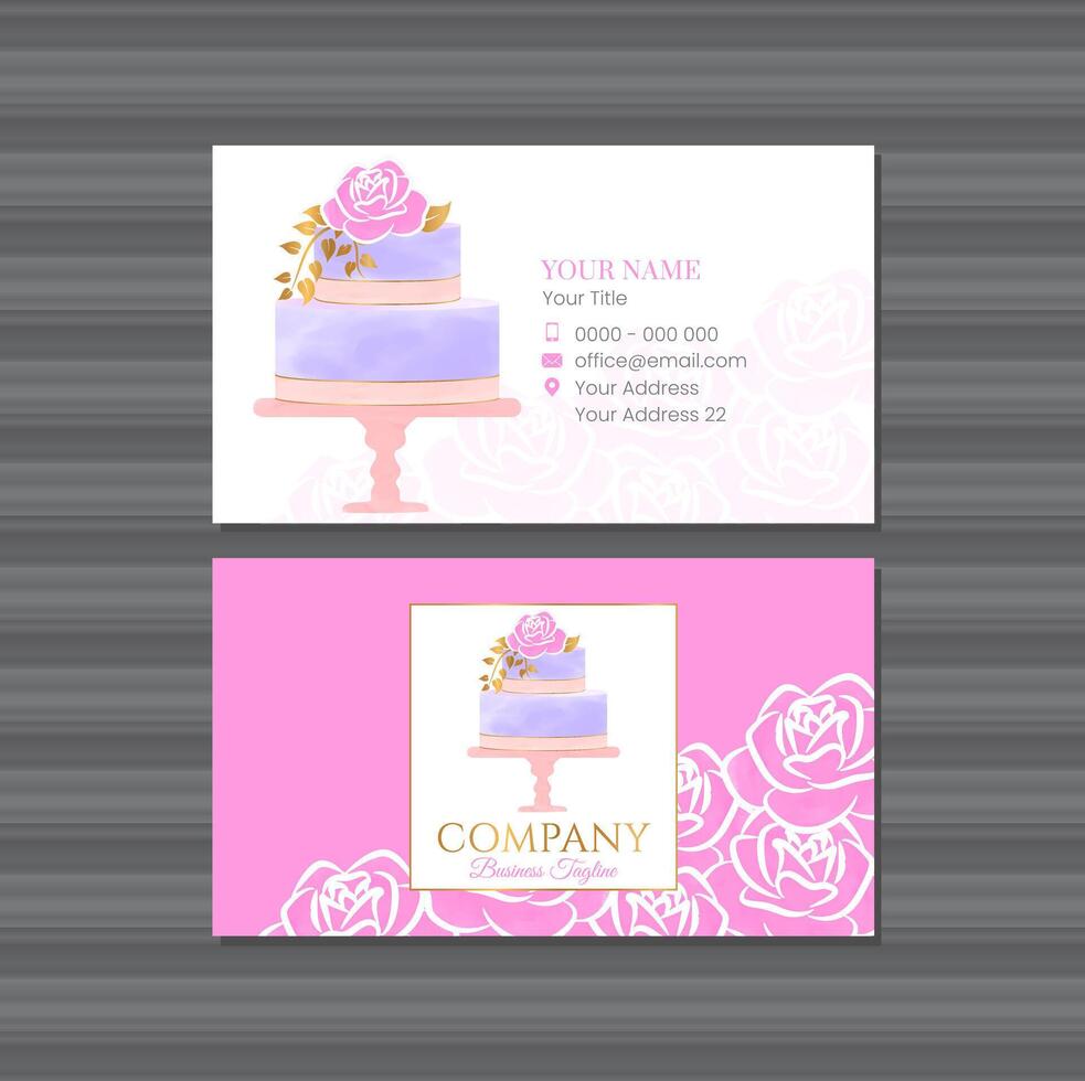 Cake Business Card Design with Dessert for Bakery vector