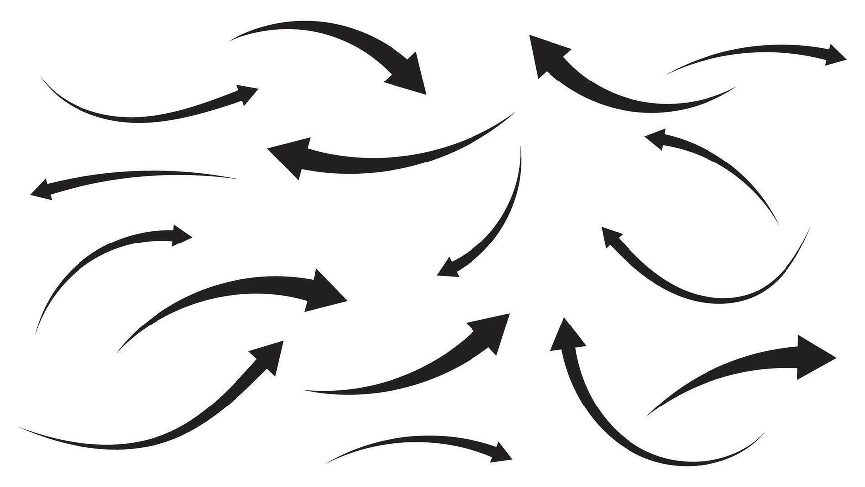 arrow set with curve shape isolated on white background vector