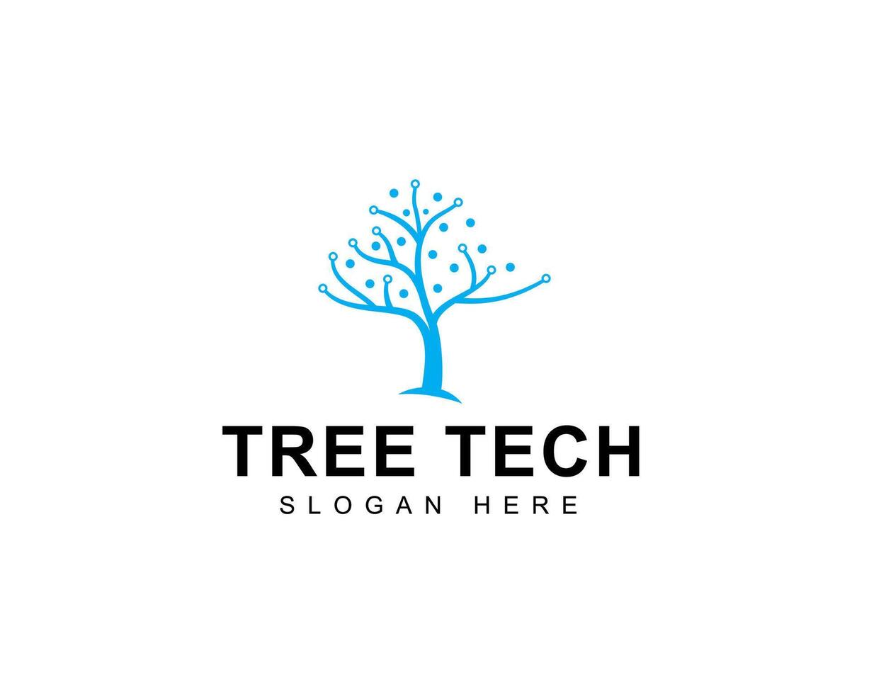 Tech tree electrical circuit digital logo icon vector