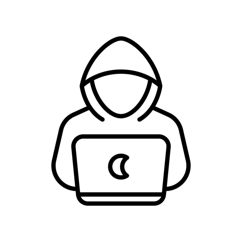 Hacker line icon isolated on white background. vector