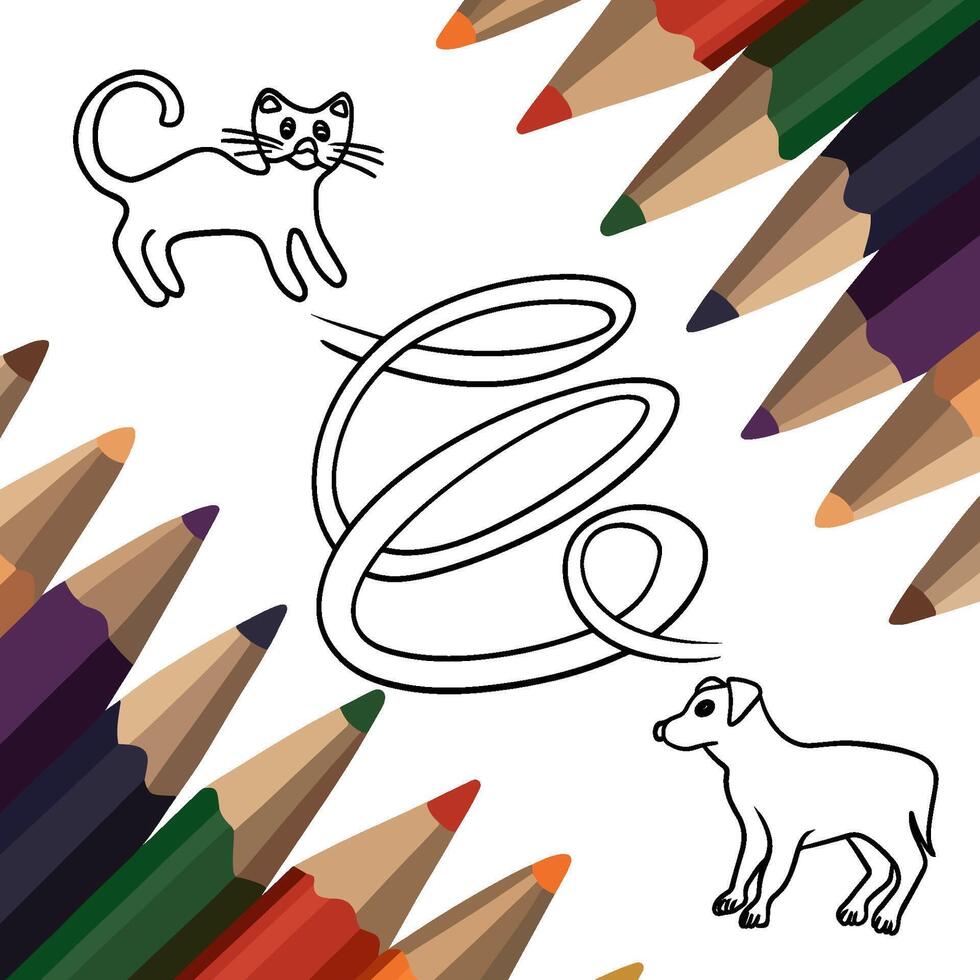 Illustration of a task for the development of motor skills. Tasks for kindergarten. vector