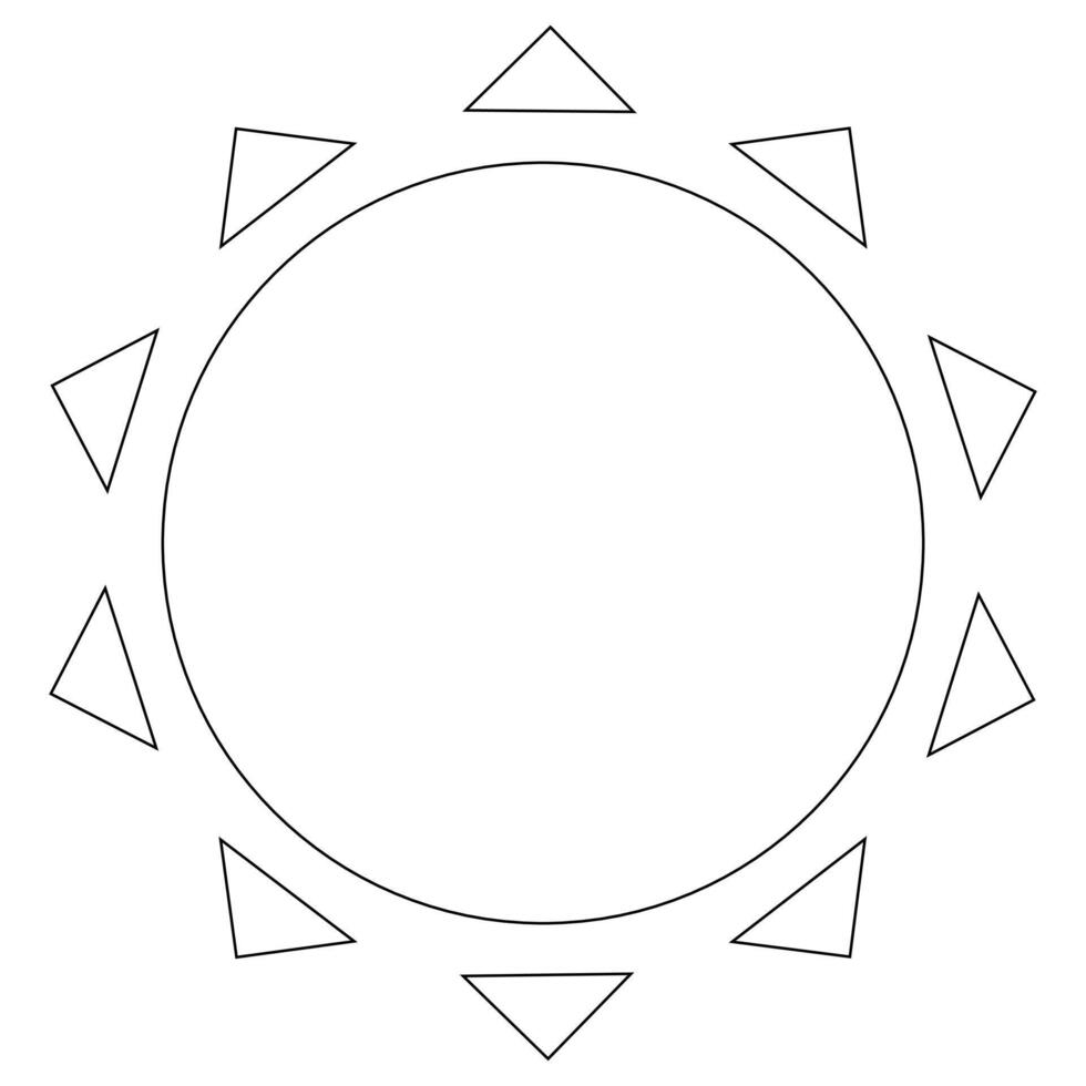 A fun coloring page with a sunburst design featuring triangle rays. Perfect for kids and adults to enjoy a healthy and creative activity. vector