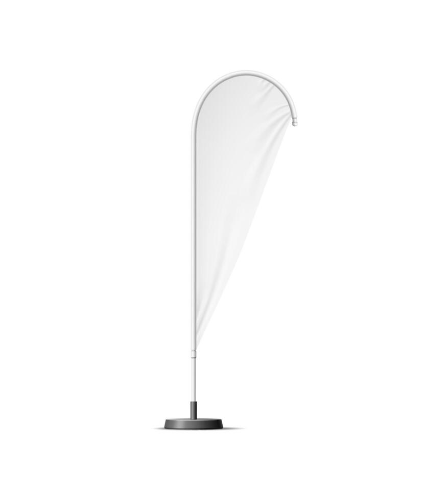 Realistic banner stand, beach flag on steel pole vector