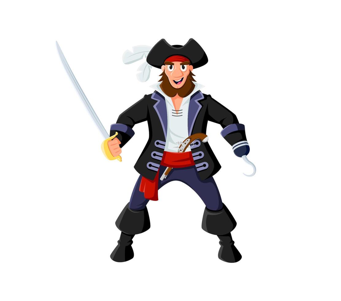 Cartoon pirate and corsair captain character vector