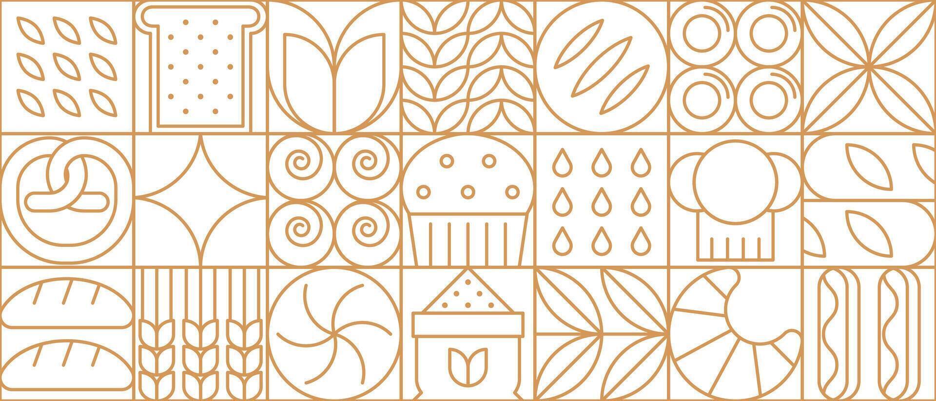 Abstract bakery and bread line geometric pattern vector