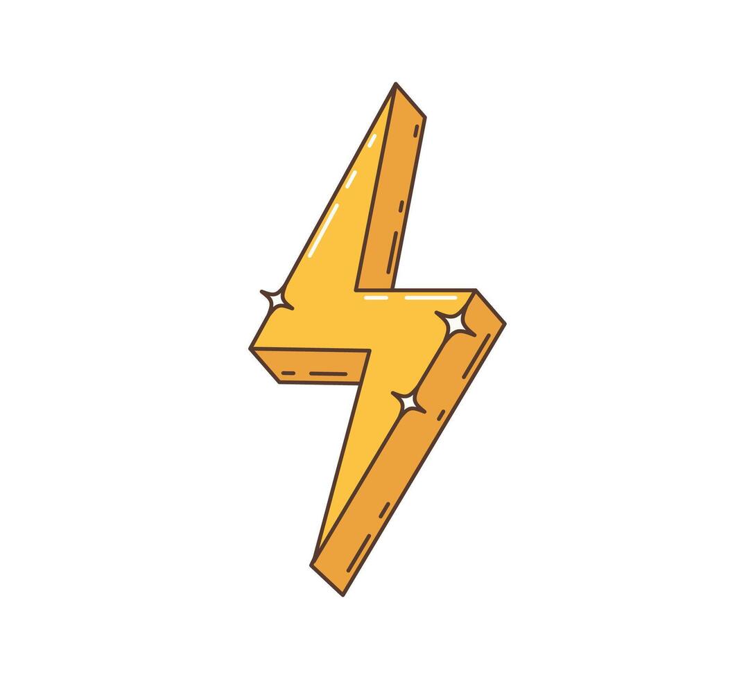 Cartoon retro groovy hippie lightning symbol vector