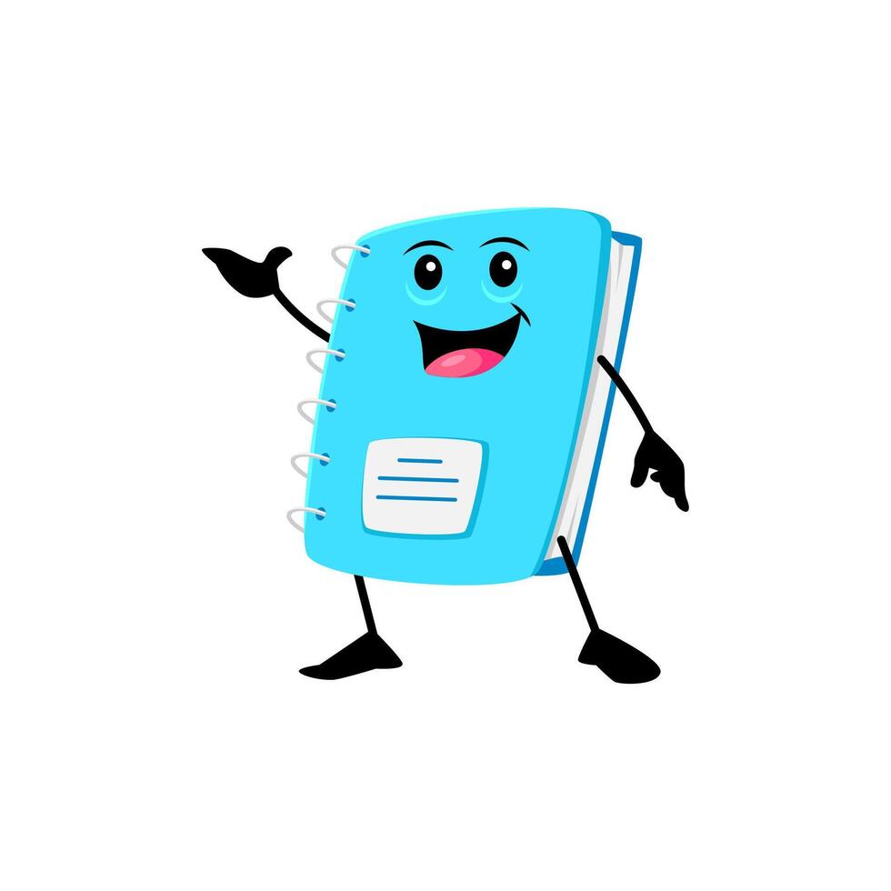 Cartoon cheerful notebook funny school character vector