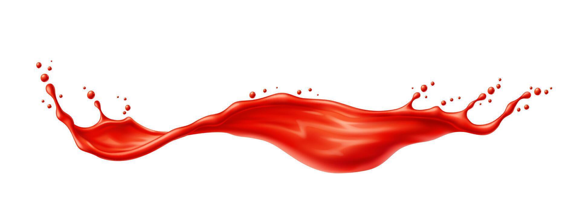 Red wave of tomato juice or ketchup sauce splash vector