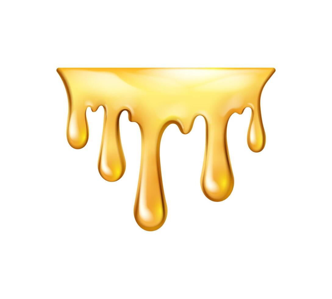 Melting honey liquid realistic sticky oil dripping vector