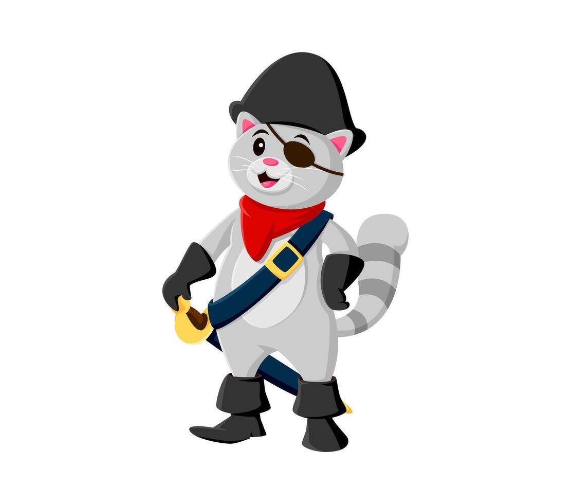 Cartoon cat pirate animal character, Puss in Boots vector