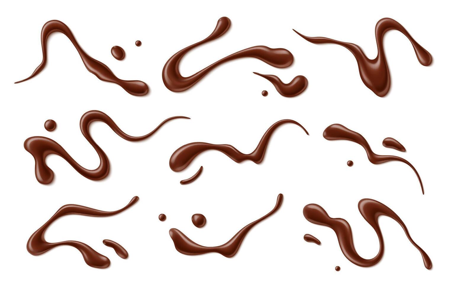 Chocolate sauce syrup drop, splash, stain, swirl vector
