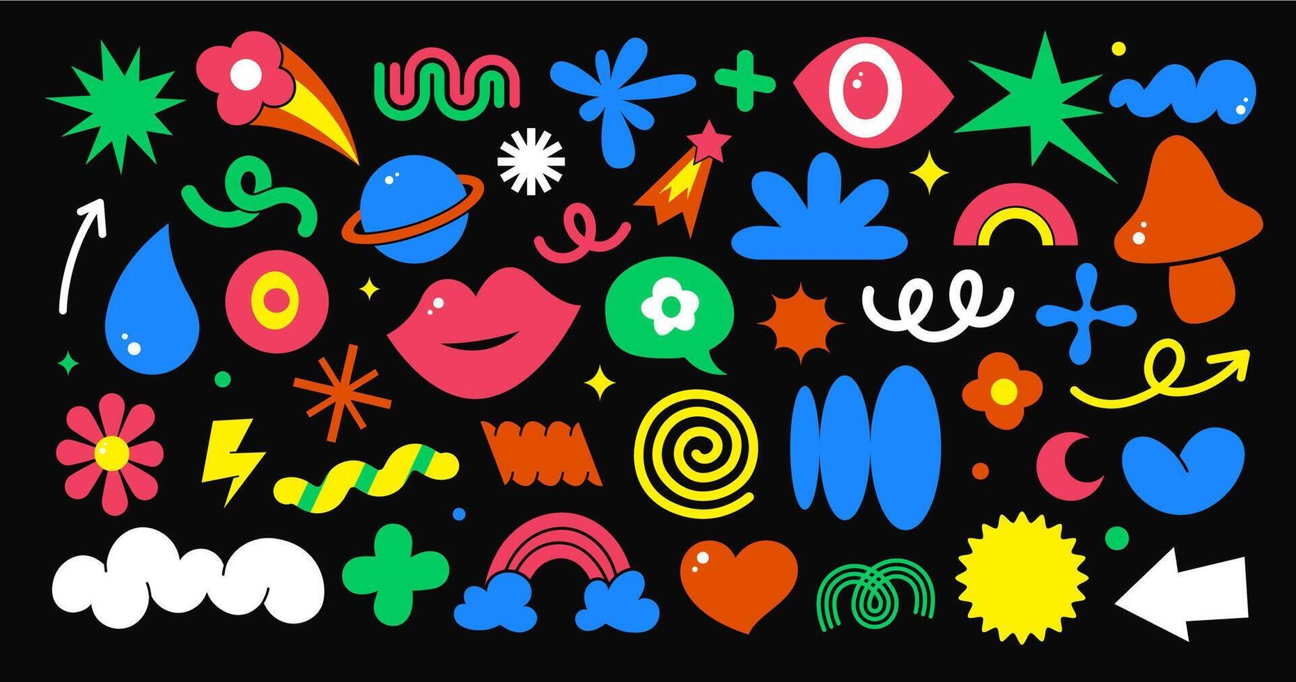 Groovy shapes, abstract elements, set vector