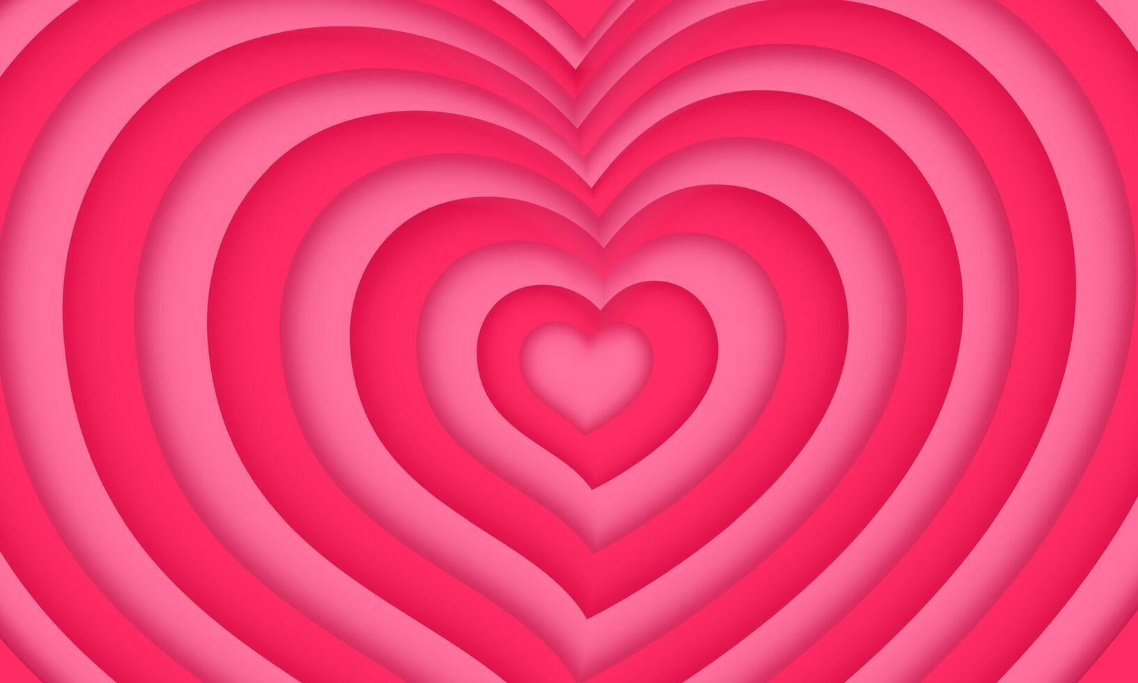 Paper cut heart tunnel, 3d background vector
