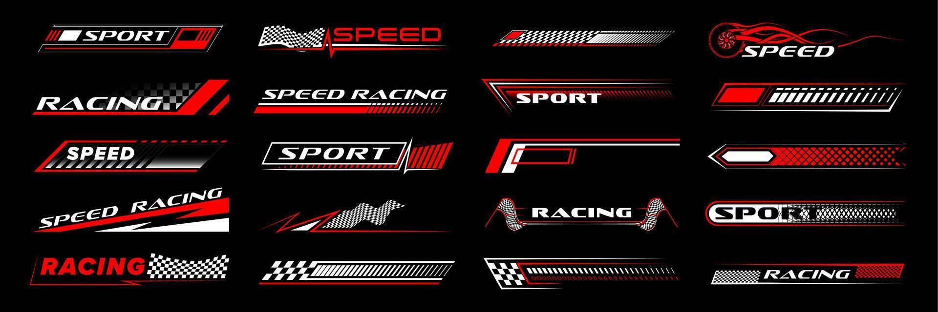 Racing sport car stickers and race line decals vector