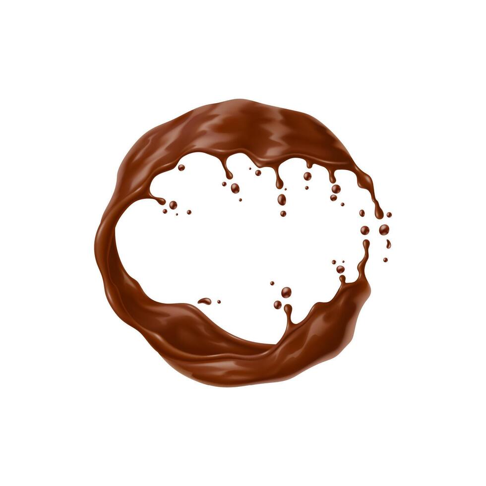 Realistic chocolate or cream round liquid frame vector