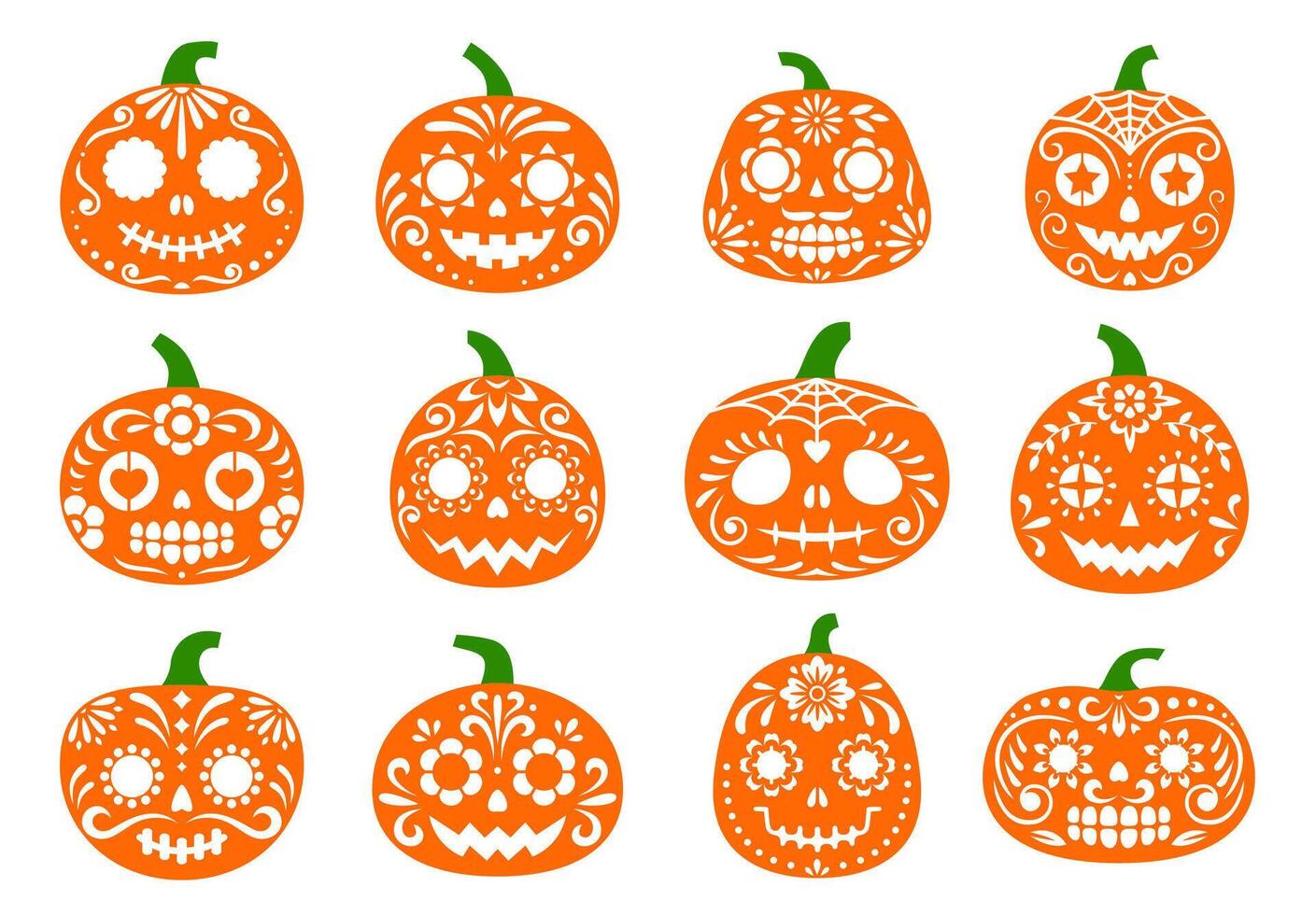 Halloween party mexican pumpkins, los muertos vector