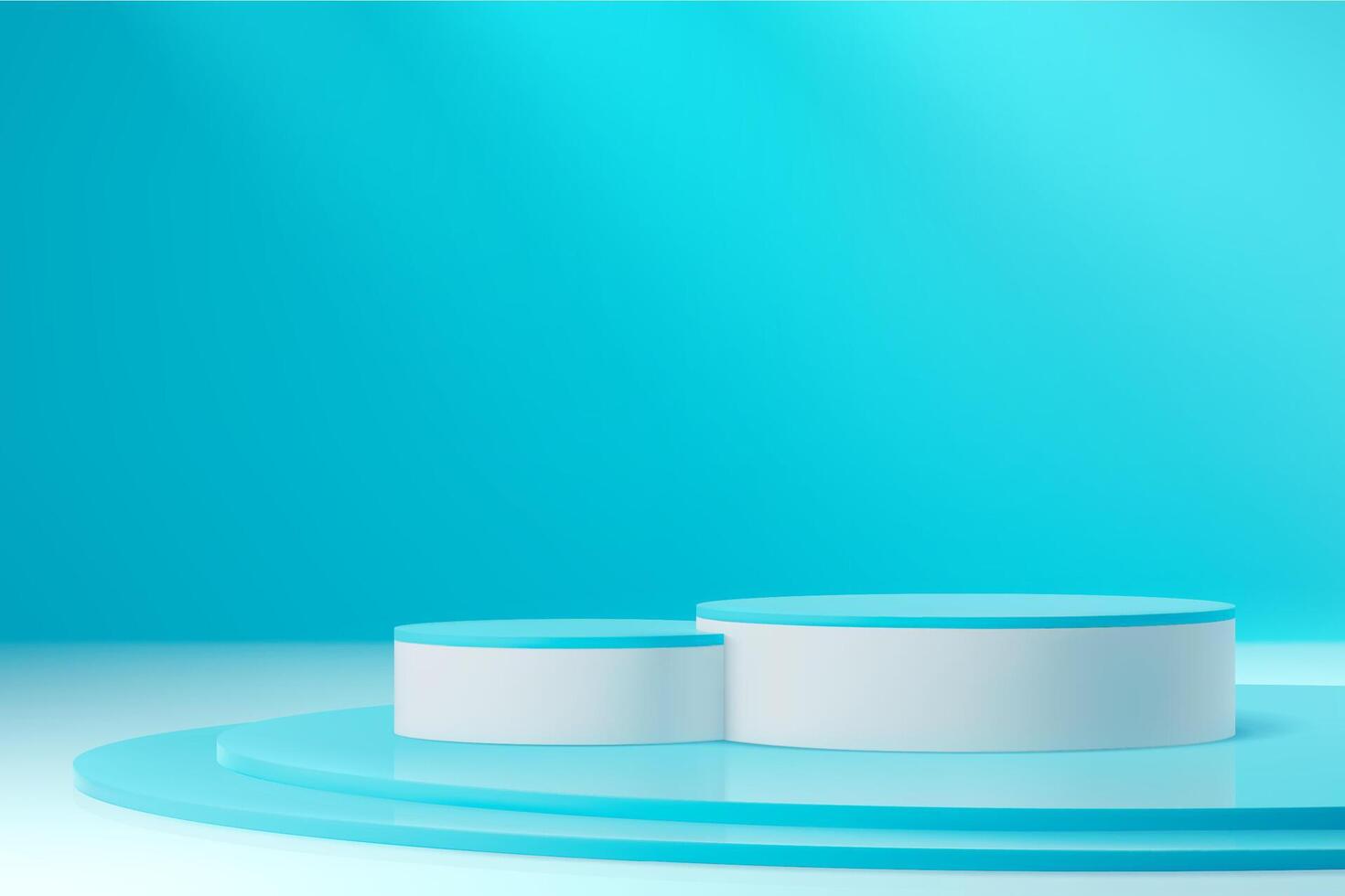 Round turquoise or blue podium, 3d stage vector