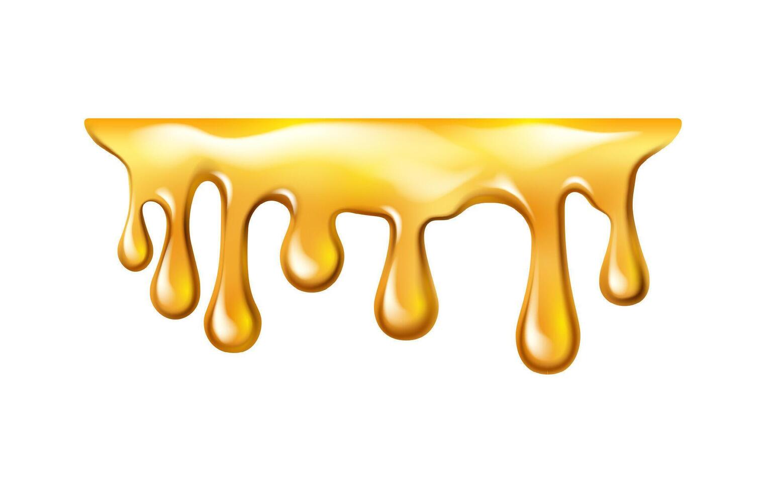 Sweet melting honey with droplets, yellow syrup vector